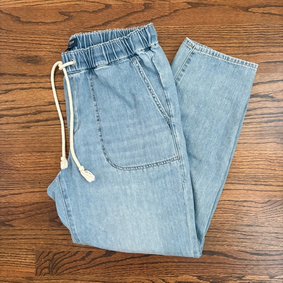 J Crew Woman's Size 29 Denim Jogger Pants w/Rope Tie Closure - Picture 5 of 9